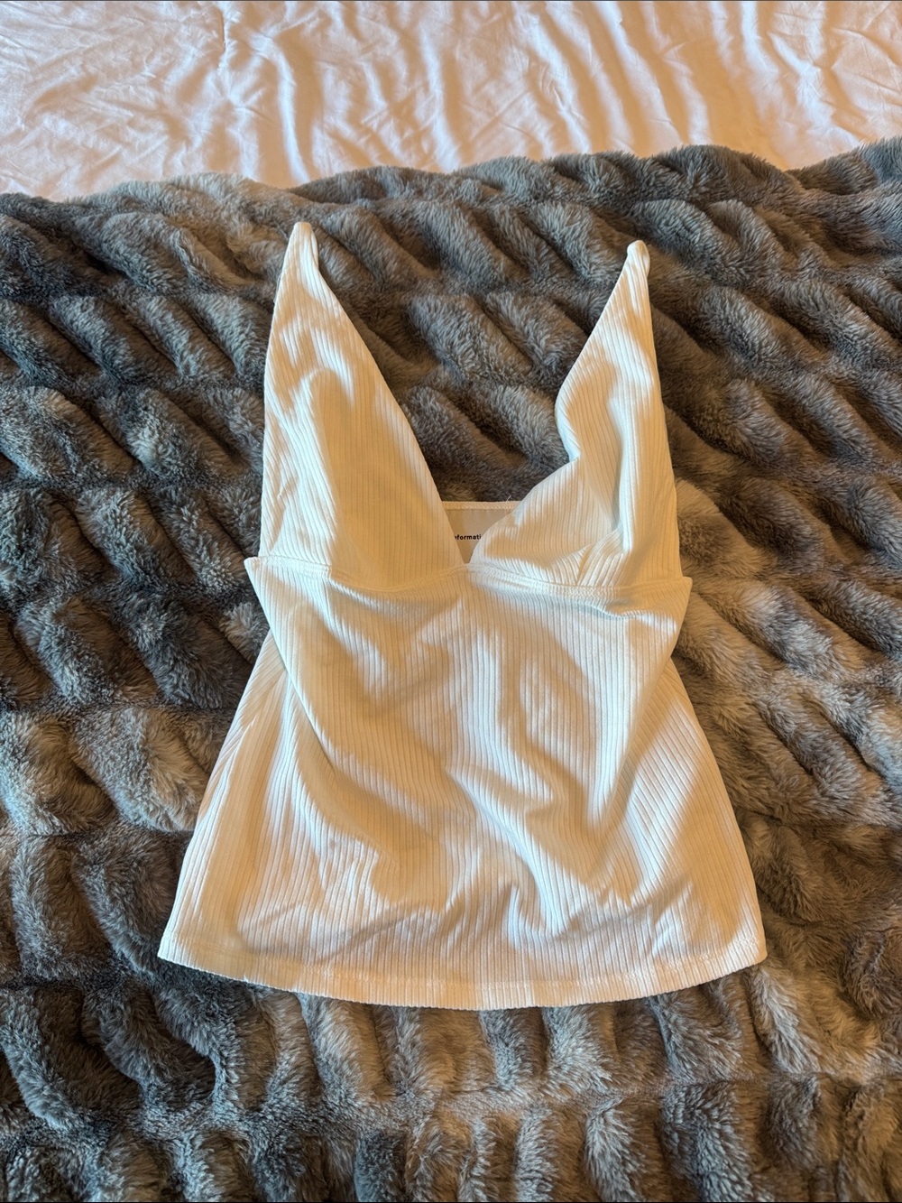 Reformation Cream Ribbed V-Neck Camisole